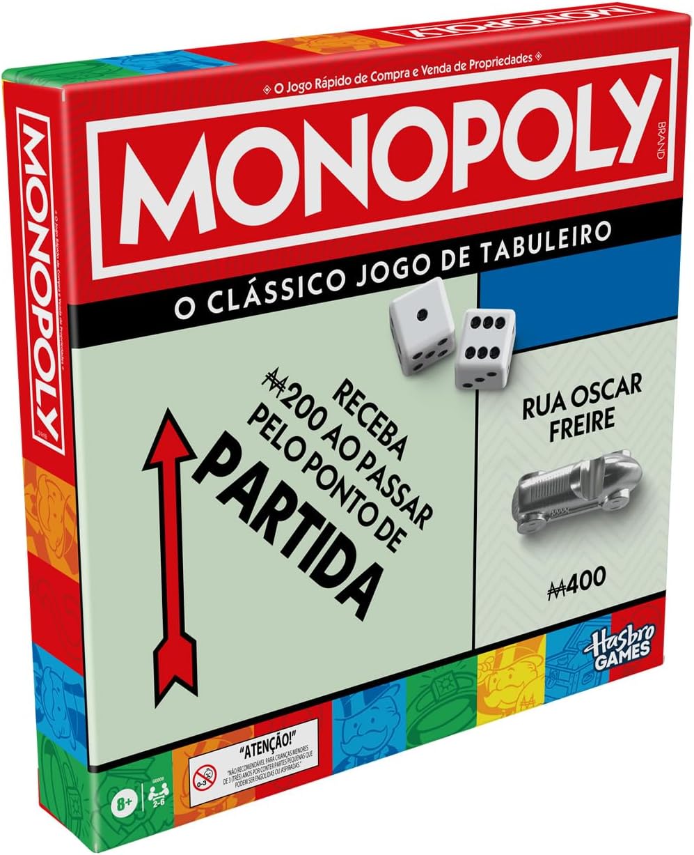 Monopoly Jogo de tabuleiro para a família, jogos de estratégia, 2 a 6 jogadores, jogos para crianças