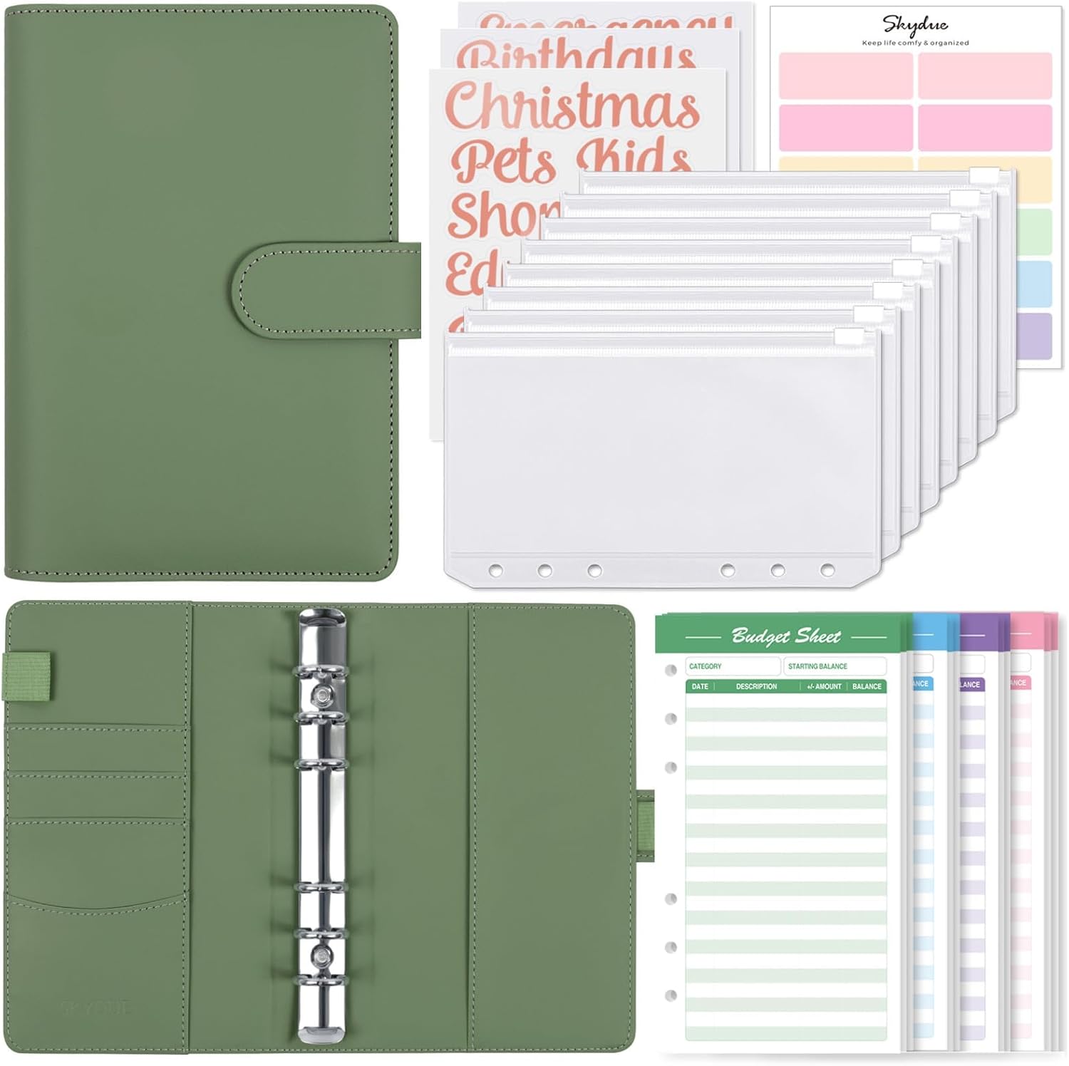 Organizador de dinheiro para dinheiro, 12 folhas 
