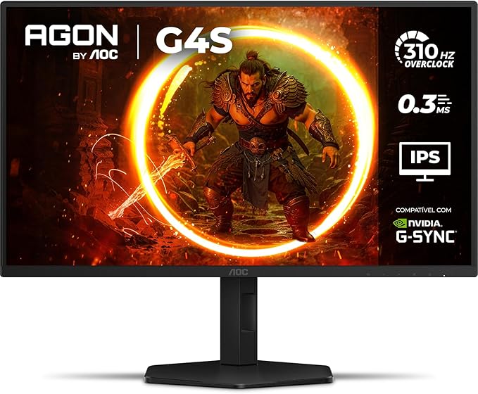 Monitor Gamer AOC AGON G4S 25" 310Hz | 0.3ms, HDR10, IPS, Base Ajustável, 25G4S/P