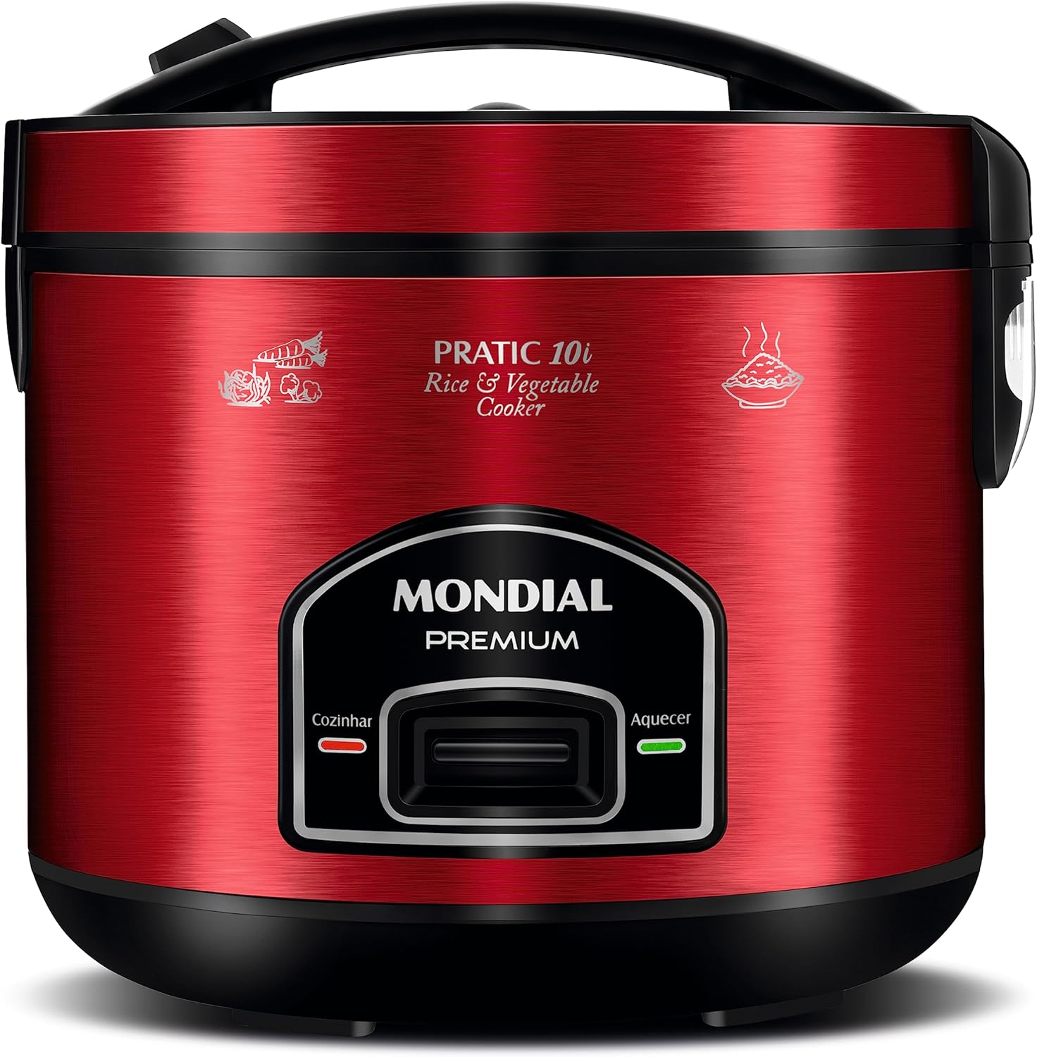 Panela Elétrica de Arroz MONDIAL, Vermelho/Inox, 110V | 700W, PE-46-10X
