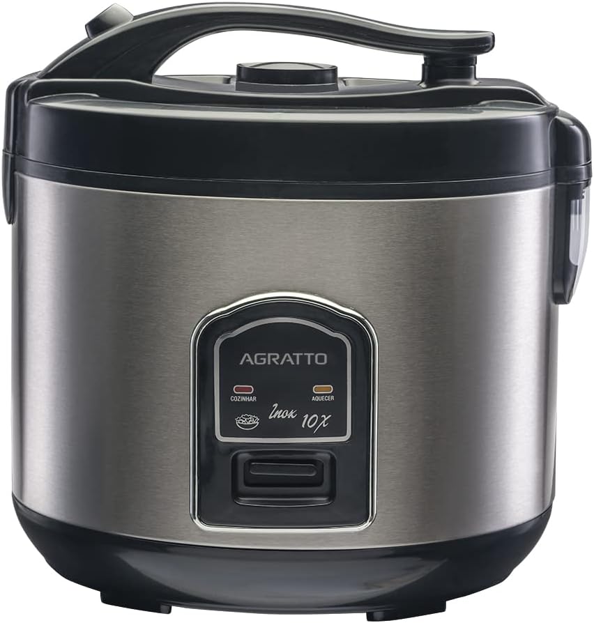 PANELA ELETRICA ARROZ INOX E VISOR VIDRO PAI10X 127V AGRATTO, Agratto, 5957, Inox